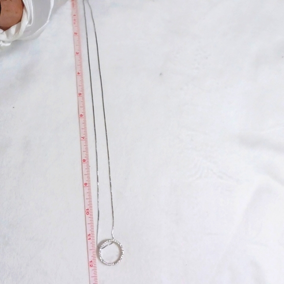 Sterling Silver Sepertine  925  Lab Diamond Circle   Pendant 24 Long - Picture 4 of 10